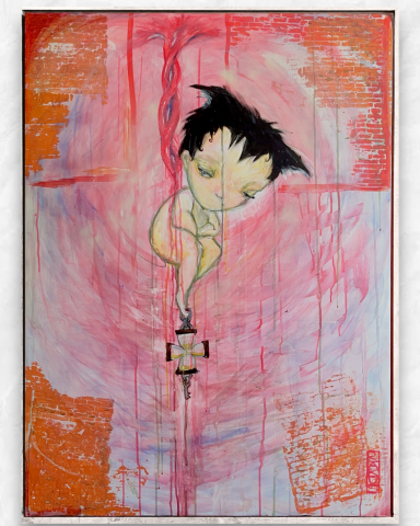 Big framed acrylic painting